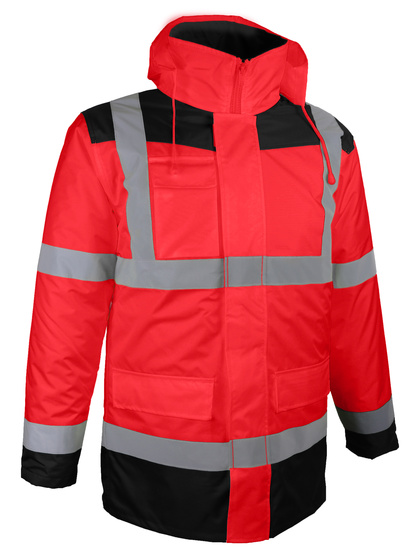 Item 4x1 high visibility parka. With detachable long sleeves vest. Red/blue