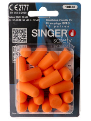 Bouchons d'oreille PU orange. SNR 38dB.Blister de 10 paires