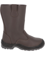 Safety boots in brown water-repellent leather. Polyester fur inside.