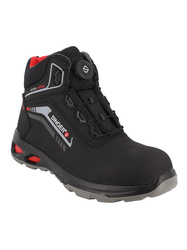 High cut safety shoes. Water repellent nubuck. ESD. Rotor lacing system.
